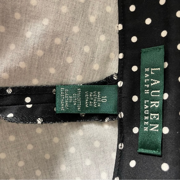 Lauren Ralph Lauren Black with White Polka Dot Ankle Length Pant 10 - Picture 6 of 6